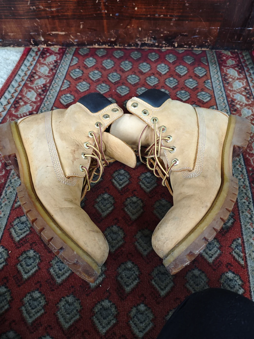 Timberland Wheat/Tan Work Boots with Black Collar